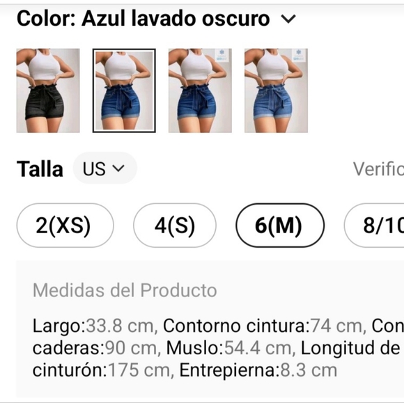 SHEIN Blue High Waist Paper Bag Shorts - Picture 3 of 5